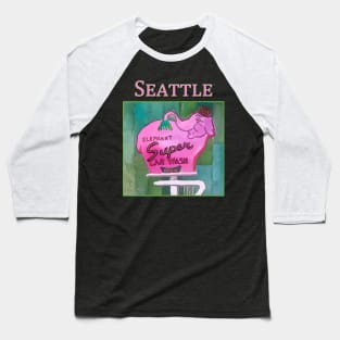 Pink Elephant Neon Sign in Seattle - Welshdesigns Baseball T-Shirt